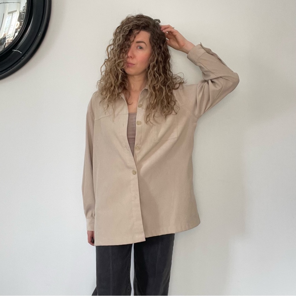 Classic Elements Beige Button Down Shirt - image 4